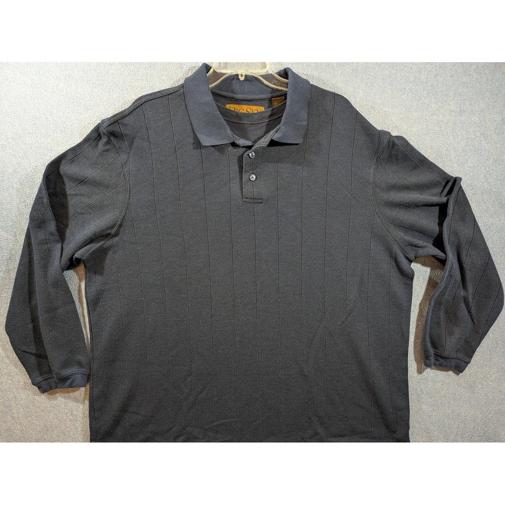 Big Sky Outfitters Shirt Mens 2XL Navy Long Sleeve Knit Polo Golf Casual